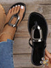 Summer Casual Beach For Women Flat Sandals Round Toe Buckle Decorated Dressy Flip Flops Thong Sandals Slide Slippers Shoes
